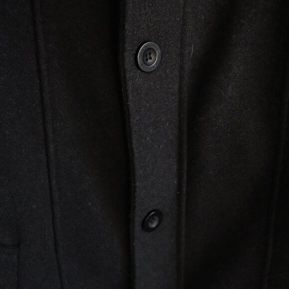 Black Label Mens Black Sz 40 Stockhomme Full Zip Buttoned Wool Blend Lined Coat - Picture 5 of 14